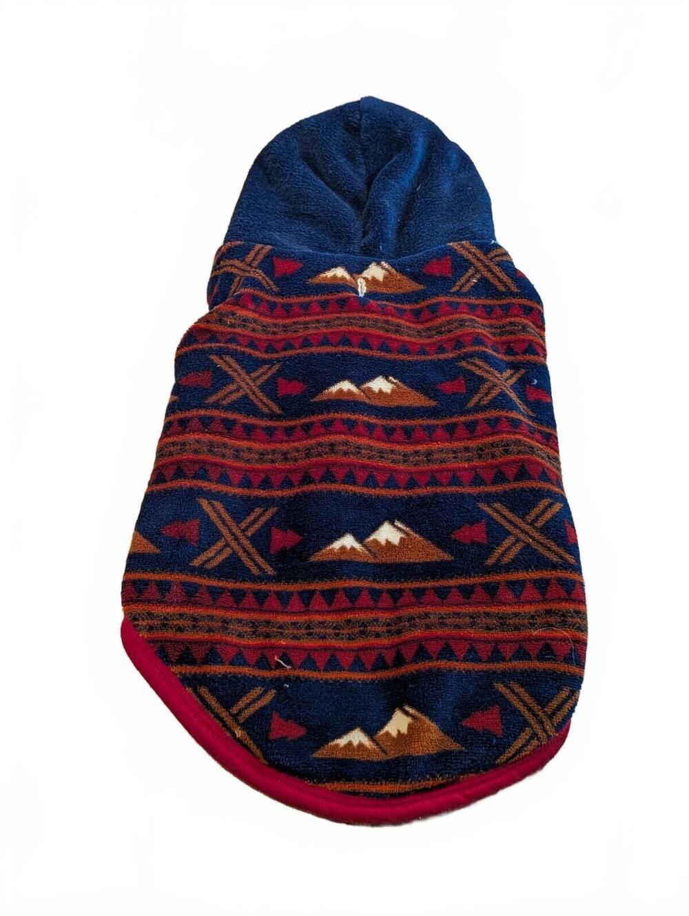 Vibrant Life Medium Dog Hoodie with Mountain Pattern and Sherpa Lining